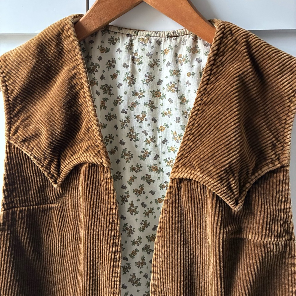 Vintage Pioneer Wear Brown Corduroy Women's Vest Festival Hippie Bohemian - Picture 3 of 8